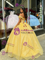 Yellow Tulle Off the Shoulder Beading Quinceanera Dress