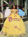 Yellow Tulle Off the Shoulder Beading Quinceanera Dress
