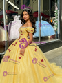 Yellow Tulle Off the Shoulder Beading Quinceanera Dress