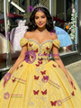 Yellow Tulle Off the Shoulder Beading Quinceanera Dress