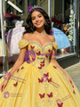 Yellow Tulle Off the Shoulder Beading Quinceanera Dress
