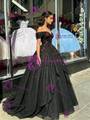 Black Sequins Off the Shoulder Quinceanera Dress