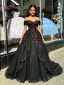 Black Sequins Off the Shoulder Quinceanera Dress