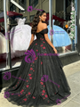 Black Sequins Off the Shoulder Quinceanera Dress