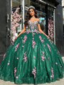 Green Sequins Off the Shoulder Appliques Quinceanera Dress