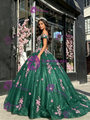 Green Sequins Off the Shoulder Appliques Quinceanera Dress