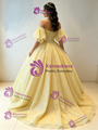 Yellow Tulle Off The Shoulder Beading Quinceanera Dress
