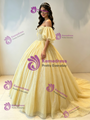 Yellow Tulle Off The Shoulder Beading Quinceanera Dress