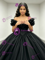 Black Tulle Off The Shoulder Quinceanera Dress