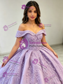 Purple Ball Gown Appliques Quinceanera Dress