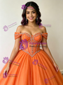 Orange Tulle Off the Shoulder Beading Quinceanera Dress