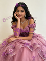 Pink Tulle Straps 3D Flower Quinceanera Dress