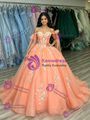 Orange Tulle Off The Shoulder Appliques Quinceanera Dress
