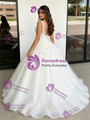 White Tulle V-neck Appliques Quinceanera Dress
