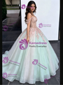 Green Tulle Off The Shoulder Appliques Quinceanera Dress