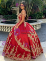 Red Tulle Off The Shoulder Appliques Quinceanera Dress