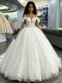 White Tulle Appliques Off the Shoulder Quinceanera Dress