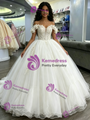 White Tulle Appliques Off the Shoulder Quinceanera Dress