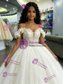 White Tulle Appliques Off the Shoulder Quinceanera Dress