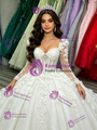 White Tulle Long Sleeve 3D Appliques Quinceanera Dress
