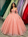 Pink Tulle Sequins Long Sleeve Quinceanera Dress