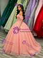 Pink Tulle Sequins Long Sleeve Quinceanera Dress