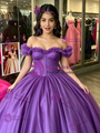 Purple Tulle Off the Shoulder Quinceanera Dress