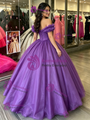 Purple Tulle Off the Shoulder Quinceanera Dress