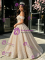 Champagne Sequins Off the Shoulder Quinceanera Dress