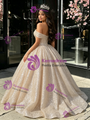 Champagne Sequins Off the Shoulder Quinceanera Dress