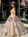 Champagne Sequins Off the Shoulder Quinceanera Dress