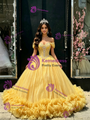 Yellow Tulle Off The Shoulder Beading Quinceanera Dress
