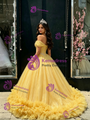 Yellow Tulle Off The Shoulder Beading Quinceanera Dress