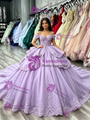 Purple Tulle Straps Lace Appliques Quinceanera Dress