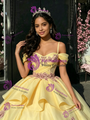Yellow Tulle Spaghetti Straps Appliques Quinceanera Dress