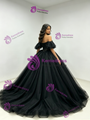 Black Tulle Off the Shoulder Beading Quinceanera Dress