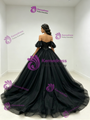 Black Tulle Off the Shoulder Beading Quinceanera Dress