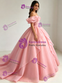 Pink Tulle Offthe Shoulder Quinceanera Dress