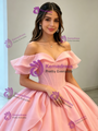 Pink Tulle Offthe Shoulder Quinceanera Dress