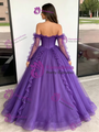 Purple Tulle Strapless Quinceanera Dress