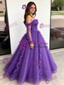 Purple Tulle Strapless Quinceanera Dress