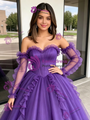 Purple Tulle Strapless Quinceanera Dress