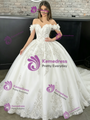 White Tulle Off The Shoulder Flower Quinceanera Dress