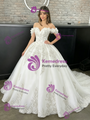 White Tulle Off The Shoulder Flower Quinceanera Dress