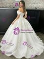 White Tulle Off The Shoulder Flower Quinceanera Dress