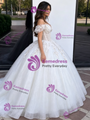 White Tulle Off The Shoulder Appliques Quinceanera Dress