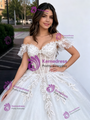 White Tulle Off The Shoulder Appliques Quinceanera Dress