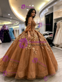 Bown Tulle Off the Shoulder Appliques Quinceanera Dress