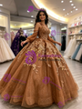 Bown Tulle Off the Shoulder Appliques Quinceanera Dress