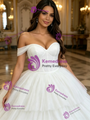White Tulle Off the Shoulder Tiers Quinceanera Dress